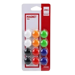 Jeu de 12 Aimants DELI 20mm pour Tableau Blanc